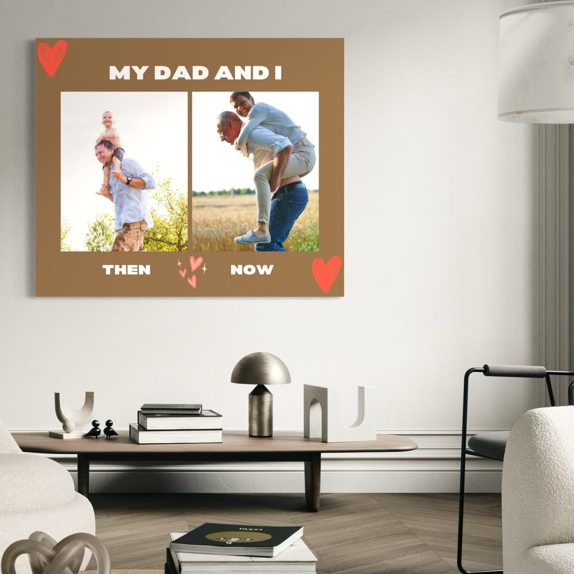 Imagine cu tablou canvas cu colaj foto tata, tiparita pe panza canvas
